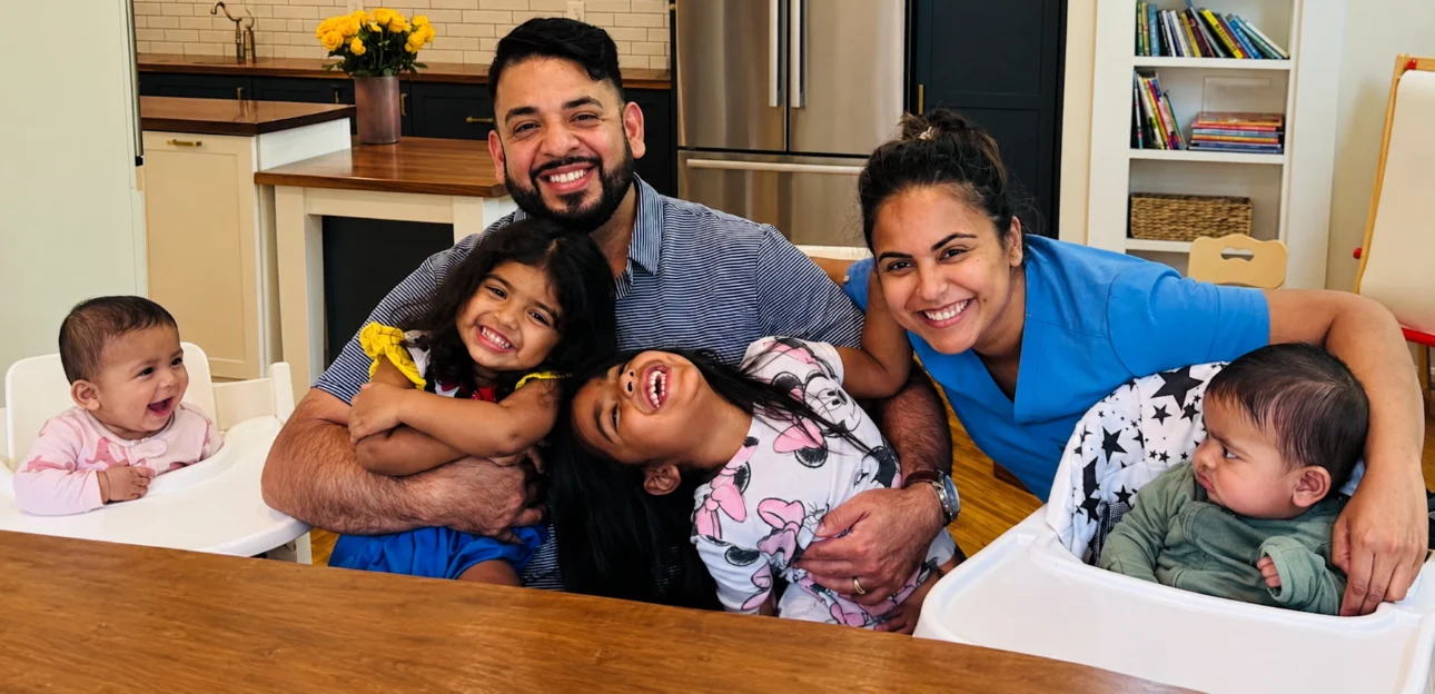 Tony Colunga at home with his family